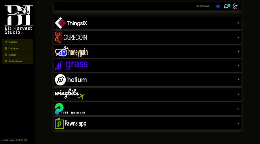 Luna Uniti Dashboard